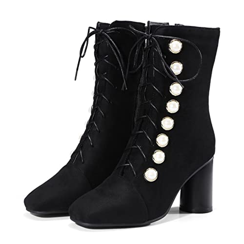 Bottines de danse pôle à talon épais et fermeture éclair latérale