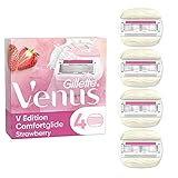Gillette Venus Comfortglide Strawberry Rasierklingen Damen, 4 Ersatzklingen für Damenrasierer mit 5-fach Klinge