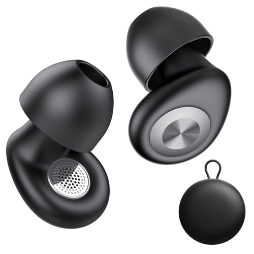 CASCHO Tapones Oidos Ruido Dormir, Tapones Reutilizables de Silicona Suave con Reducción de Ruido 45dB, Diseño Ergonómico Ligero, Sueño/Trabajo/Viajes, 4 Tallas (XS/S/M/L), Tinta