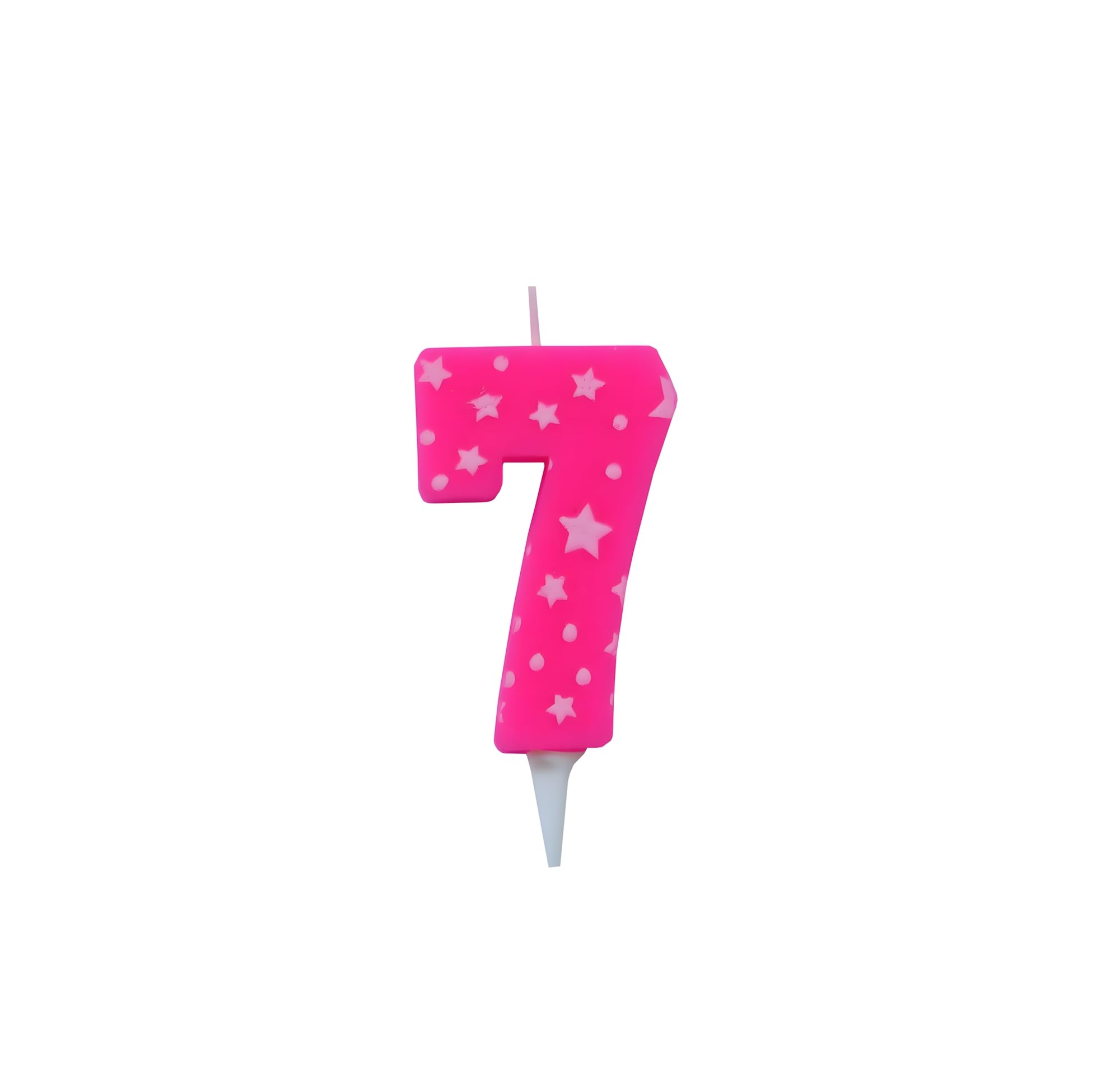 Juzfun Birthday Number Candles 7 for Cake Decoration Topper Seventh Anniversary Party Celebration Star Pink Colour Size : 4.3 x 6.3 CM