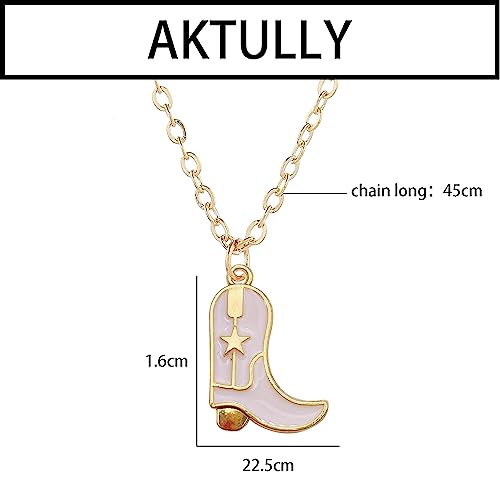 Aktully Cowgirl Boot Necklace Western Cowboy Boots Necklace 14K Gold Plated Cowboy Hat Pendant Necklace Western Trendy Jewelry for Women3