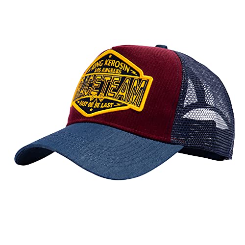 King Kerosin Gorra de camión para hombre, bordada, malla, pana y aspecto vintage borgoña Talla única Cover