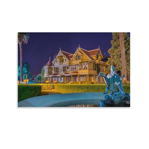 European Manor Estate Canvas Wall Art Grand Mansion Poster P6