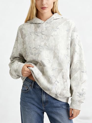 Image of Dsewpaur Camo Fleece Hoodie For Men Women Long Sleeve Drop Shoulder Oversized Hooded Sweatshirt Pullover With Pocket
