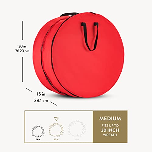 ZOBER-Christmas-Wreath-Storage-Container-30-Inch-Wreath-Box-Garland-Storage-2-Zippers-Durable-Handles-Holiday-and-Seasonal-Wreath-Storage-Boxes-2-Pack-Red