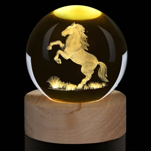 AWARDSEN 60 mm Pferde Glaskugel Deko, Horse Crystal Ball,...