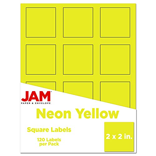 Jam Paper Product & Container Labels - Square - 2 X 2 - Neon Yellow - 120/Pack #TOP6