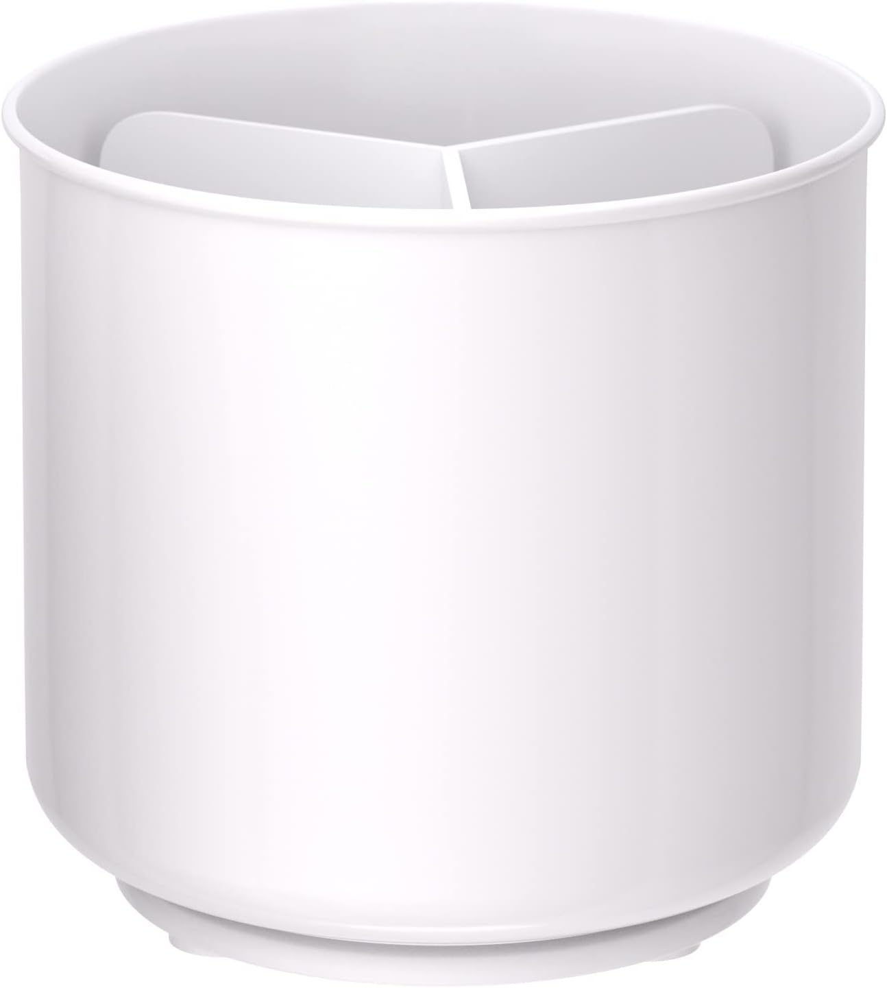 Extra Large and Sturdy White Rotating Utensil Holder with No-Tip Weighted Base, Removable Divider, and Gripped Insert | Rust Proof and Dishwasher Safe Kitchen Utensils Holder and Cutlery Holder