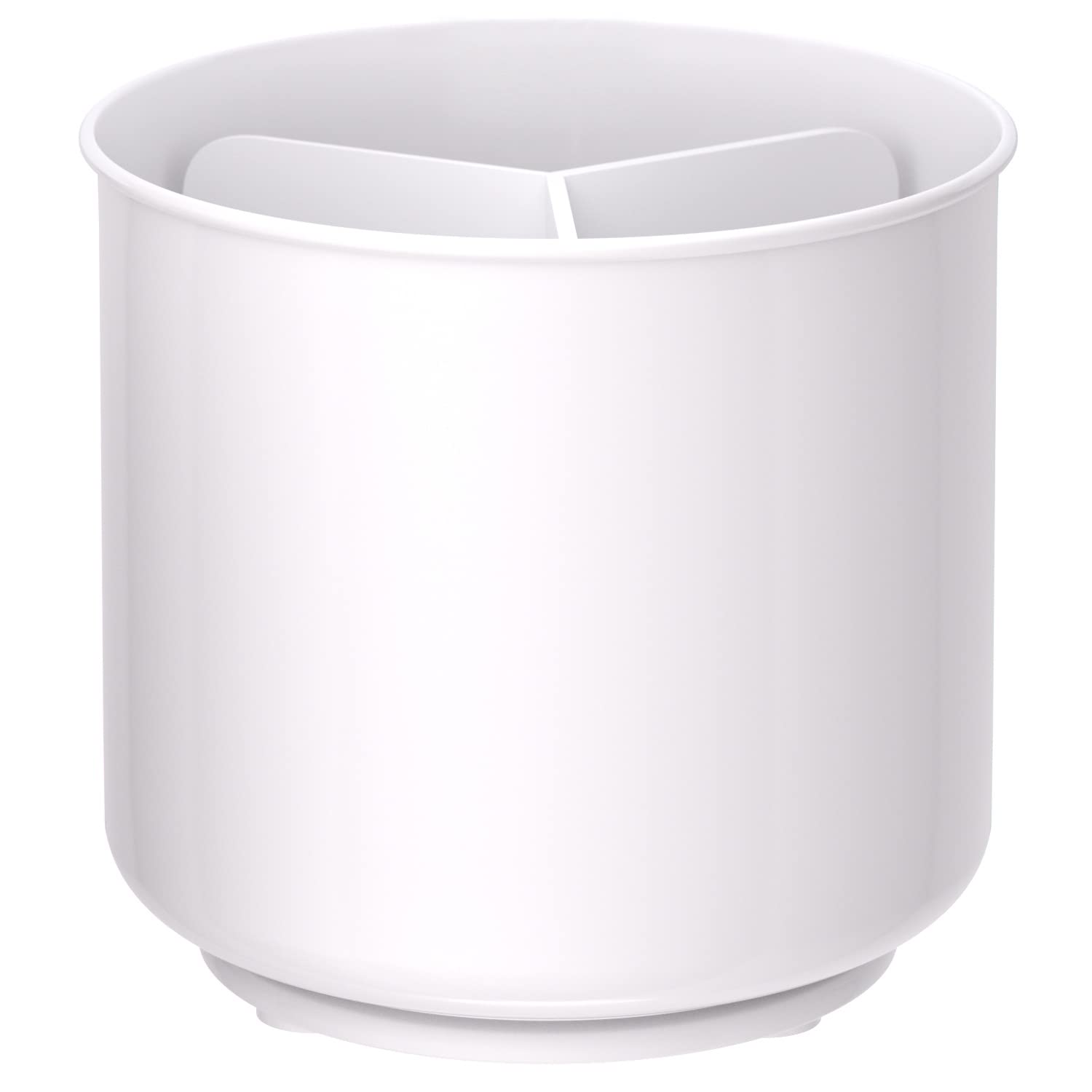 Porte-ustensiles rotatif blanc extra large et robuste avec base lestée sans basculement, séparateur amovible et insert agrippé | Antirouille et passe au lave-vaisselle Support d'ustensiles de cuisine