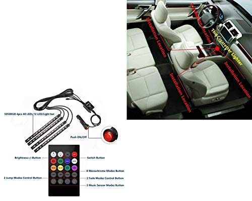 Image of WolkomHome - LED RGB Car Interior Decorative Atmosphere Strip Music reactive Sounds Active Disco Equalizer Best Light for Tata Indigo CS