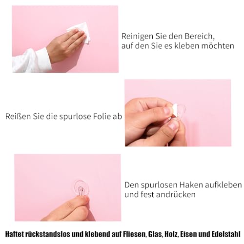 30 Stück Klebehaken Decke mit Fahnenmast-Clips, Transparente Selbstklebende Deckenhaken, Festival Deko Deckenhaken Selbstklebend, Ohne Bohren für Schlafzimmer Badezimmer Küche Wand Weihnachten Deko