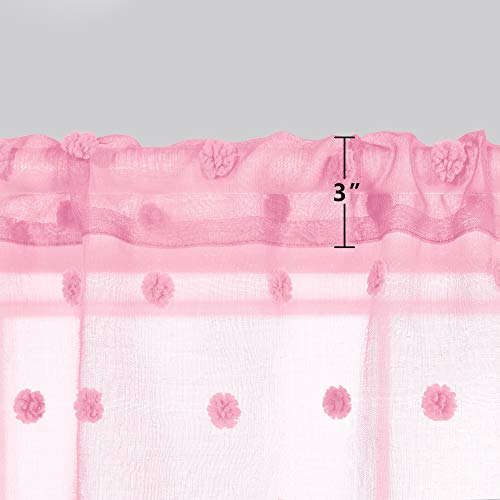 Pink Valances For Girls Room Decor Set 1 Panel Rod Pocket Pom Pom Dot Texture Curtain Valance Pretty Cute Sheer Valances For Girls Bedroom Windows Decoration 52 X 18 Inch Length Light Pale Baby Pink #TOP2