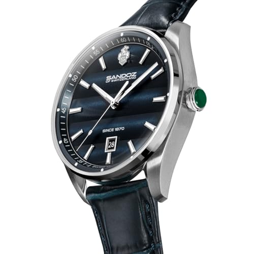 Image of SANDOZ Bachelin Premium Swiss Made Quartz Blue Dial Watch for Men - SZWGB0001113