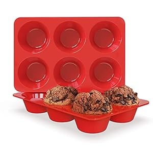 SILIVO Silicone Jumbo Muffin Pans Nonstick 6 Cup(2 Pack) – 3.5 inch Large Cupcake Pan – Silicone Baking Molds for Homemade Muffins and Cupcakes – 6 Cup Muffin Tin