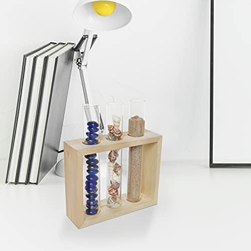 Belle Vous Muur Hang Glazen Testbuis Planten Vaas – 4 Bloemen Buisjes (1 Reserve) met Houten Standaard – Tafeltop… - Image 7