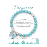 Turquoise Bracelet for Women 8mm Adjustable Butterfly Charm Bracelet Turquoise Bead Bracelet Natural Stone Bracelets Gemstone Bracelets Turquoise Jewelry for Women