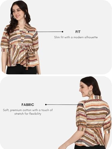 Image of OM SAI LATEST CREATION Women Solid Western Top with Half Sleeves for Office Wear, Casual Wear, Top for Women.
