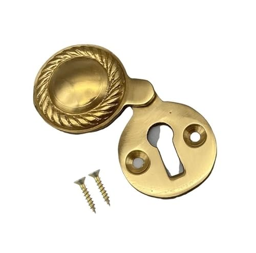 Image of TERF® Polished Brass Georgian Escutcheon Covered 35mm Key hole Cover Escutcheon including Fixing Screw - Pack of 1