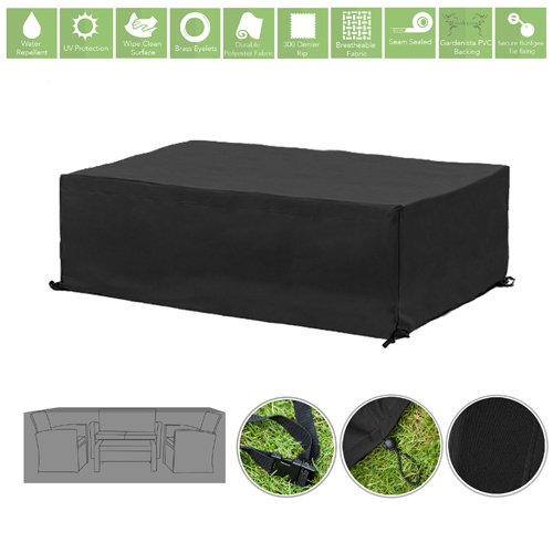 Black Water Resistant Outdoor Furniture Cover Protector for Small Garden Sofa Set