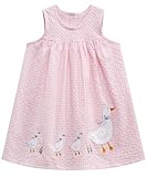 FreeLu Toddler Girls Cotton Summer Short Sleeve Dress Cartoon Print Casual Jersey Dresses(3T,Pink Ducks)