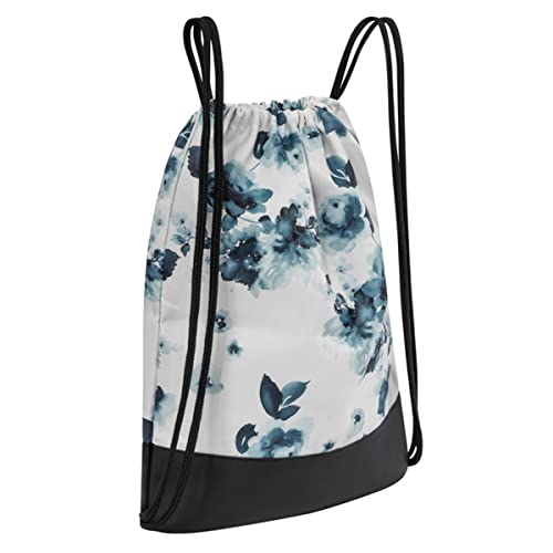 Drawstring Backpack For Women | Durable Lightweight Gym Backpack With Graphic Designs | Great For Drawstring Bags For The Gym, Travel, And Overnights | Teal - Flowers #TOP1