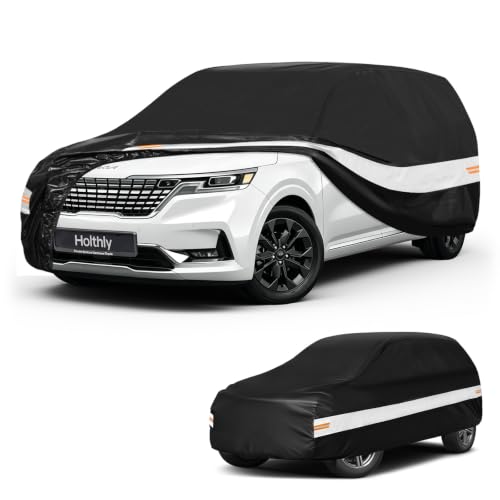 Image of 10 Layers Mini Van Car Cover Custom Fit for Kia Carnival /Sedona (2006-2026), Waterproof All Weather for Automobiles, Outdoor Full Cover Sun Dust Rain Protection with Cotton. Black