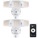USTELLAR 2 Pack 30W Smart Outdoor Flood Light Motion Sensor Tunable White 2700K-6500K WiFi LED Exter