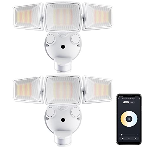 Ustellar 2 Pack 30W Smart Outdoor Flood Light Motion Sensor Tunable White 2700K-6500K Wifi Led Exterior Security Light Fixture App Control Works With Alexa/Google Outside Spotlight House Yard Garage #TOP17