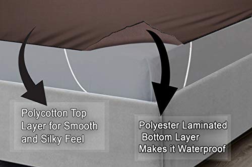 Image of The Furnishing Tree Mattress Protector /Waterproof Bedsheet Size WxL 60x72 inches Queen Size Polyester Brown
