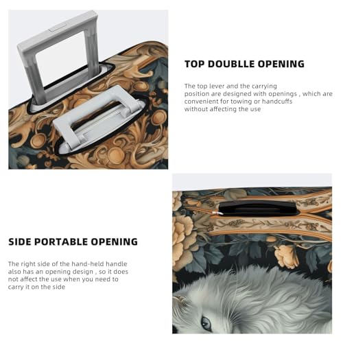 Vintage White Cat With Flower Fantasy Elastic Travel Luggage Covers Dustproof Scratch-Resistant Suitcase Protector Fit 22-24 Inch3