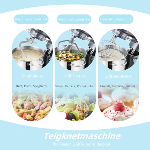 Planetarische Rührtechnik der 1400 W Kitchen in the box Küchenmaschine mischt luftig Biskuit-Teig in der großen 6