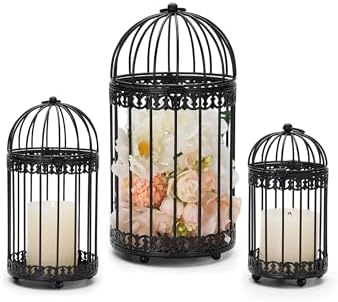 NUPTIO Gaiolas decorativas de pássaros para centro de mesa: ...