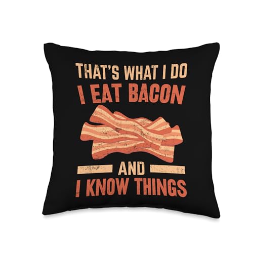 Funny Bacon apparel Bacon Lover I Eat Bacon I Did The Math The Answer Lovers Funny I Eat Bacon Throw Pillow, 16x16, Multicolor