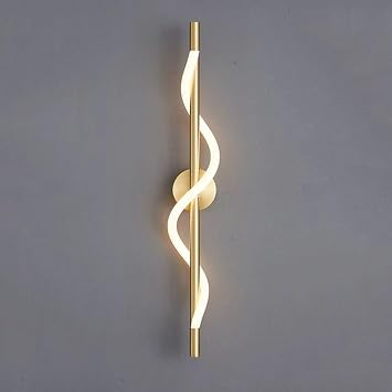 Snake-Shape LED Sconces Modern Linear Wall Sconce Minimalist S-Shape Bedside Wall Lamp in Black/Gold, 3000K/4000K/6000K Adjustable, 15W Indoor Long Metal Wall Light for Bedroom Hallway