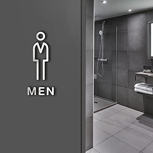 Toilet sign for men and women, toilet wall stickers, unisex toilet door sign for bathroom, acrylic toilet sign self-adhesive (toilet 20 x 14 cm).