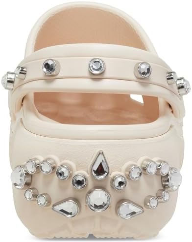 Crocs Women's Classic Graphic Clogs, Platform Shoes, Off-white, 10