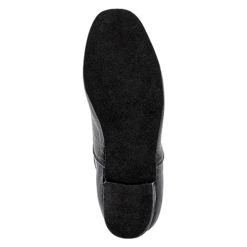 Linodes Men's Latin Dance Shoes 1 Inch Leather Sole Ballroom Salsa Tango Waltz Character Shoe-Black Patent Croco4