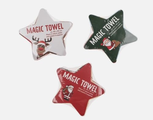 TDHS Father Christmas Magic Flannel Kids Bath Gift Face Cloth Travel Wash expanding Towel x 1