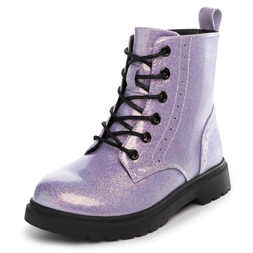 Athlefit Boys Girls Waterproof Combat Boots Lace Up Side Zipper
