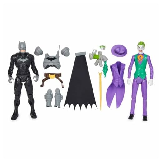 DC Comics, Conjunto acción Adventures Batman vs The Joker, 2 Figuras, 12 Accesorios de Armadura, Juguete de superhéroes niñas de 30 cm (Spin Master 6067958)