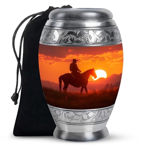 Image of Cowboy Urn for Cremated Remains - Funeral Urn for Human Ashes Adult - 10 Inch, Pack of 1 (MON-URN-4099-URN)