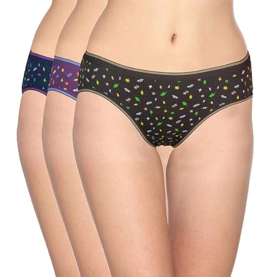 daisy dee Women’s Super Combed Hipster Cotton Printed Panties, Mid-Waist, Medium Coverage Briefs Breathable Actual Color May Vary (Assorted Pack of 3) Fantasy Multicolour-picture-35