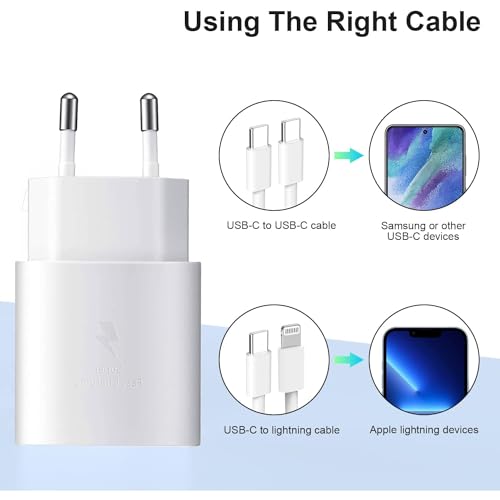25W USB C Ladegerät Schnellladegerät für Samsung Galaxy S25 S24 S23 S22 S21 S20 FE, A56 A55 A54 A53 A52 A51 A36 A35 A34 A16 A15 A14 A05s A04s, Z Fold 7/6, Z Flip 7/6 M53 M33 Tablet Netzteil USB C Weiß