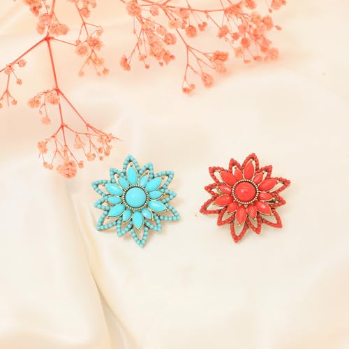 Image of Turquoise West Cowboy Oval Tear Drop Brooch Pin for Women Retro Brooches Pins Classic Fashion Jewelry Accessories Gift
