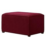 CHUN YI Oversized Ottoman Slipcover Jacquard Polyester Stretch Fabric Rectangle Folding Storage Stool Ottoman Cover Furniture Protector for Living Room (Oversize, Wine)