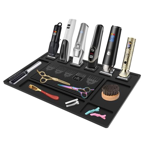 Magnetic Barber Mat for Clippers with 6 Magnets Barber Station Organizer Magnetic Tool Mat Barber Matt Organizer Station Magnetic Clipper Mat for Tools Pad for Grooming Table Tray Stations Clipper