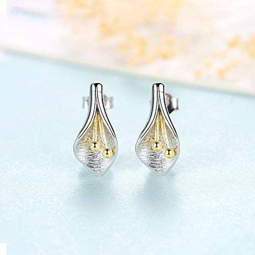 Pendientes de tulipán en plata 925 cepillada y diseño artesanal exclusivo 4