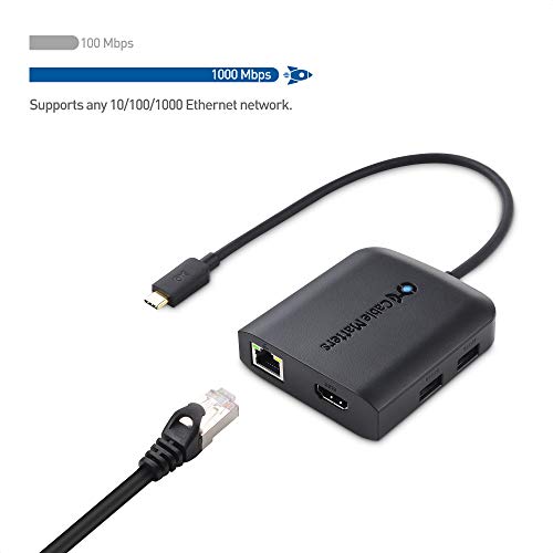 Cable Matters Usb C Hub With Hdmi 4K, 80W Charging, Gigabit Ethernet, And 3X Usb In Black - Usb-C And Thunderbolt 4 / Usb4 / Thunderbolt 3 Port Compatible With Surface Pro, Macbook Pro, Dell Xps #TOP4