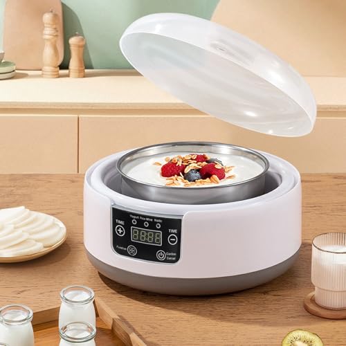 Elektrischer Joghurtbereiter, Hausgemachter Natto-Maker, Kleiner Inkubator mit Gläsern, Edelstahleinsatz, Multifunktions-Joghurtherstellungsmaschine, 1,2 L, Große Kapazität für
