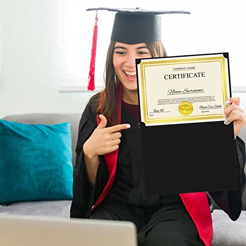 Epakh 72 Pcs Certificate Kit Includes 24 Certificate Holders and 24 Papers 24 Foil Award Seals Stickers Diploma Covers Graduation Competition Supplies(Black, Gold)